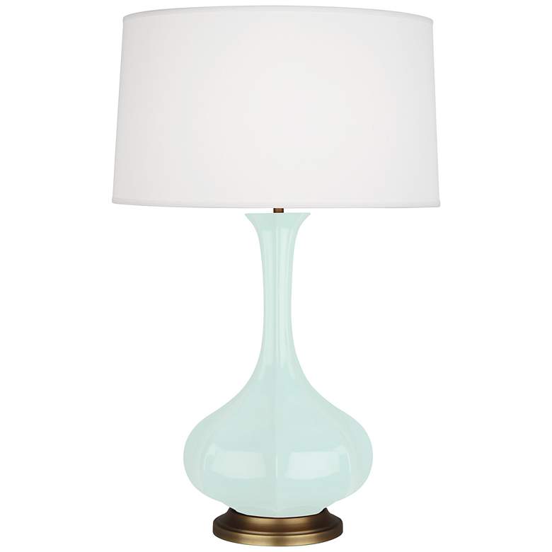 Image 1 Pike 31.88" High Mint Glazed Finish Table Lamp with Aged Brass Shade