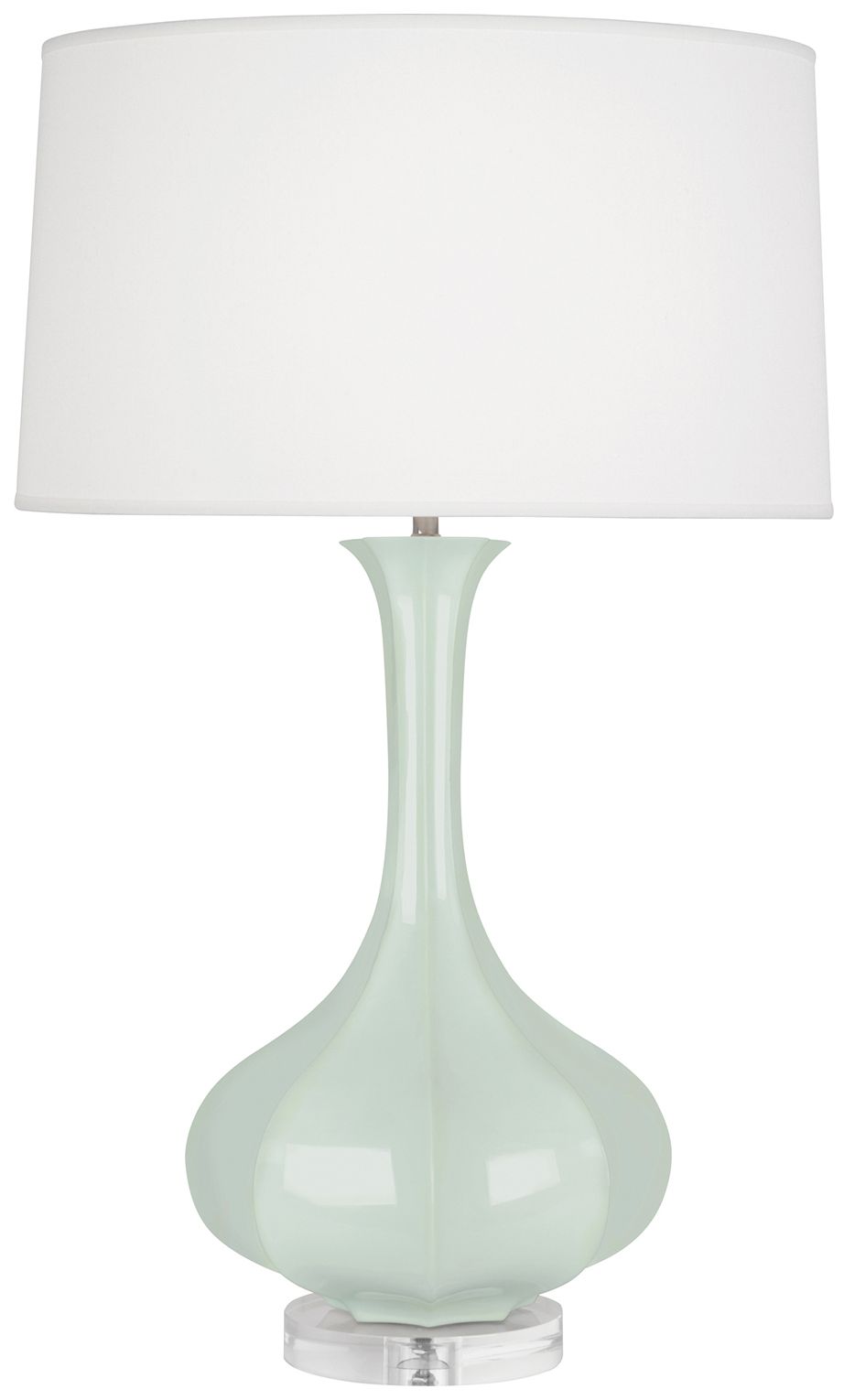 Pike 32.75" High Celadon And Lucite Table Lamp - Made to Order