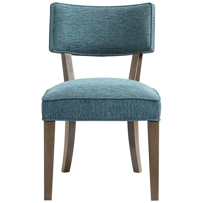 Pike Klismos Blue Fabric Webbed Seat Dining Chair Set of 2