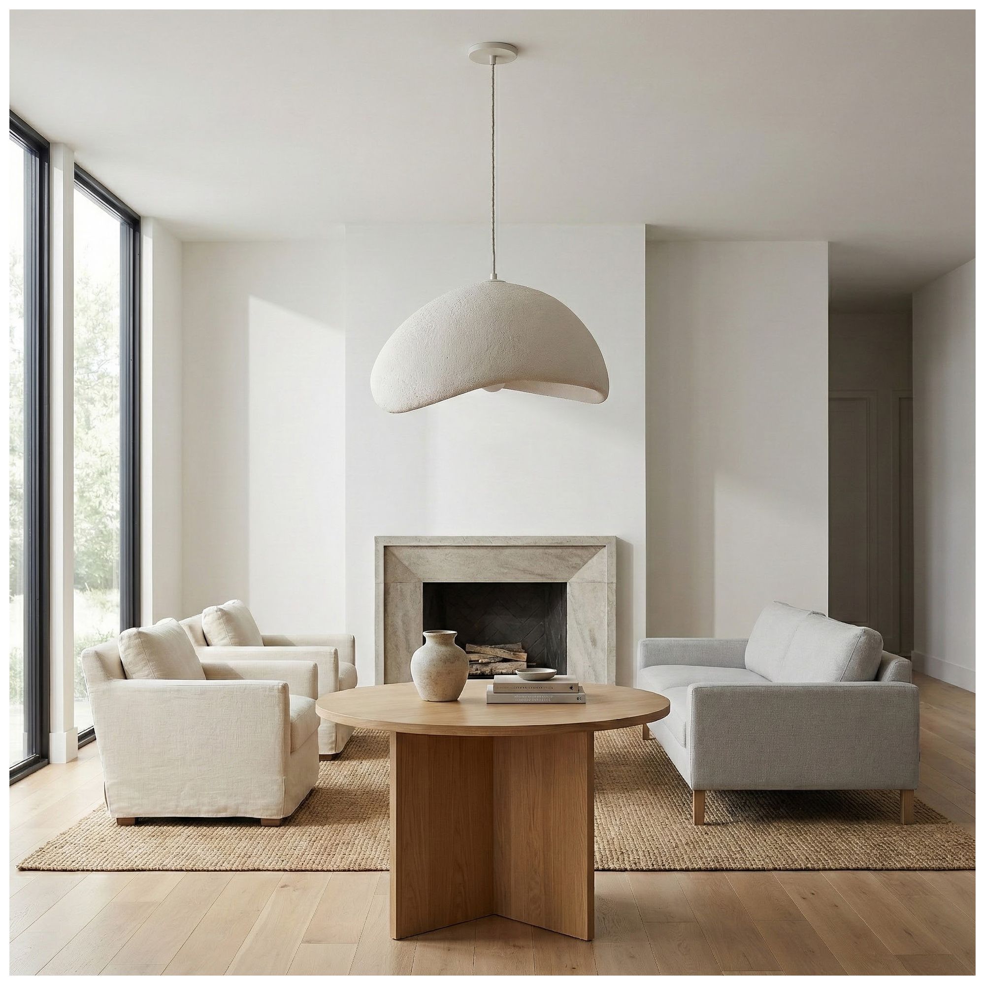 Image 7 Pilar 24" Wide Matte Linen Pendant more views