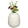 Pilar 6 1/4" High Shiny Beige Ridged Ceramic Vase in scene
