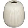 Pilar 6 1/4" High Shiny Beige Ridged Ceramic Vase in scene