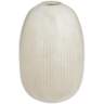 Pilar 8 3/4" High Shiny Beige Ridged Ceramic Vase