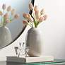 2_Pilar 8 3/4" High Shiny Beige Ridged Ceramic Vase