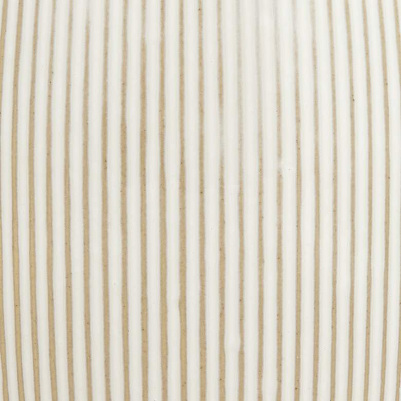 Image 3 Pilar 8 3/4 inch High Shiny Beige Ridged Ceramic Vase more views