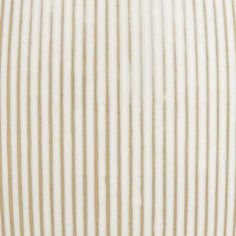 Image 4 Pilar 8 3/4" High Shiny Beige Ridged Ceramic Vase more views