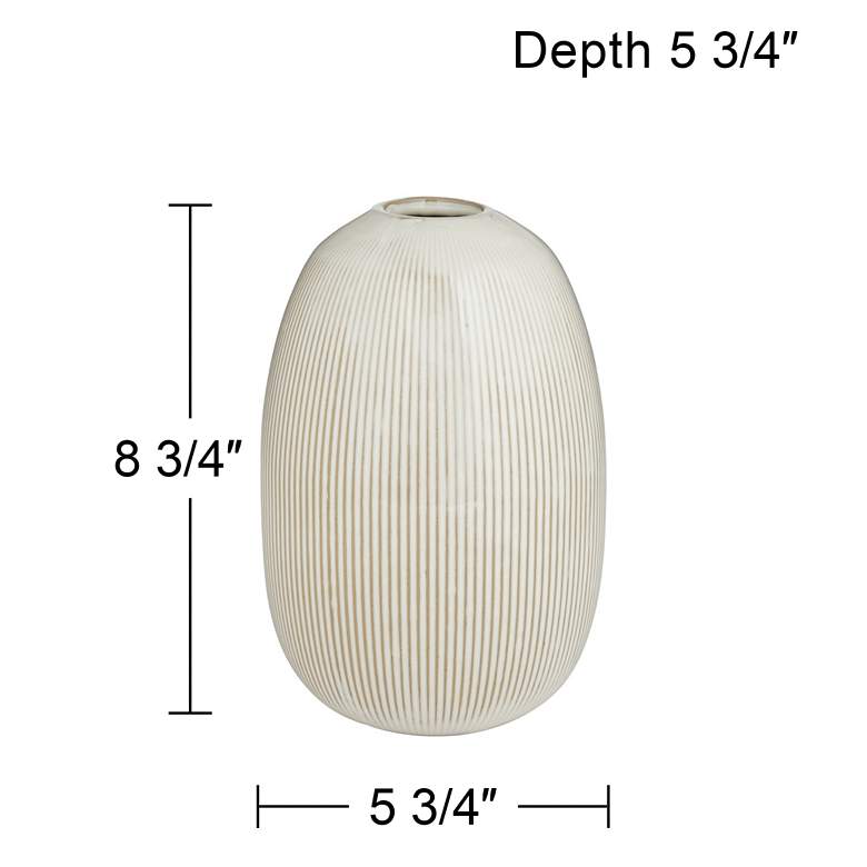 Image 7 Pilar 8 3/4" High Shiny Beige Ridged Ceramic Vase more views
