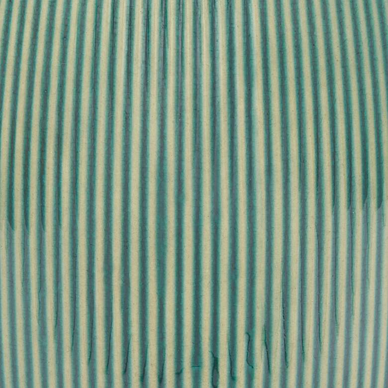 Image 2 Pilar 8 3/4 inch High Shiny Green Ridged Ceramic Vase more views