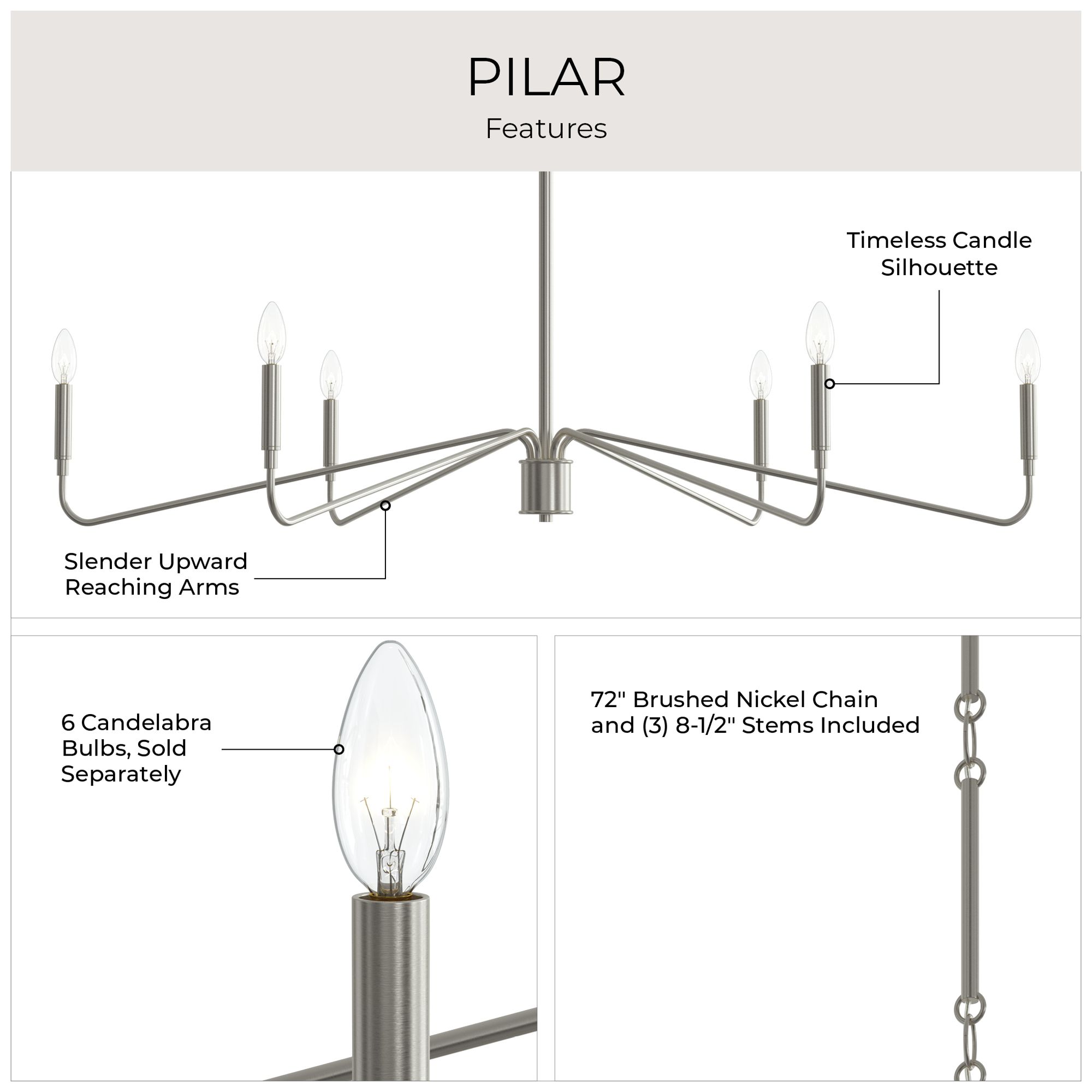 Pilar Extra Large 6-Light Chandelier