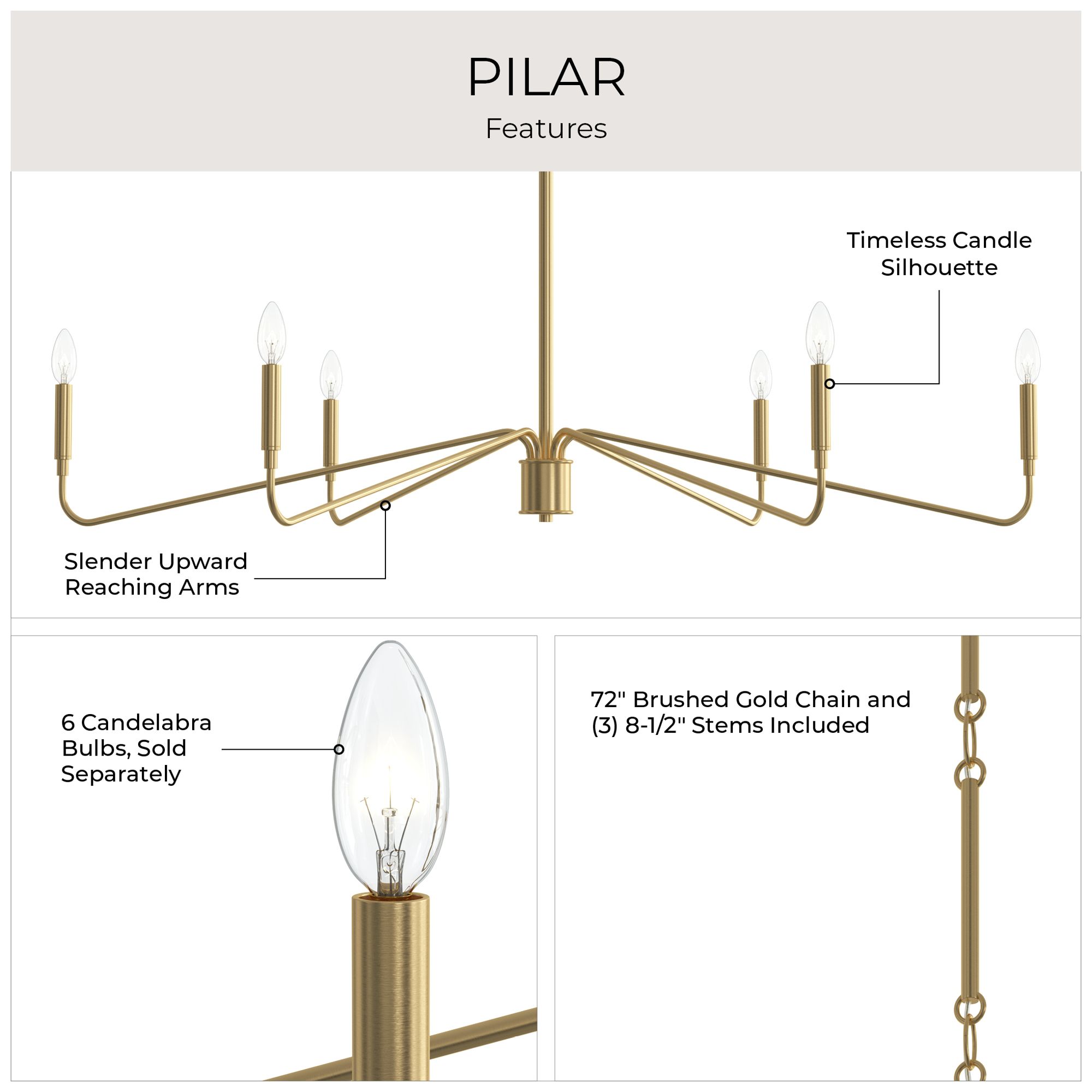 Pilar Extra Large 6-Light  Chandelier