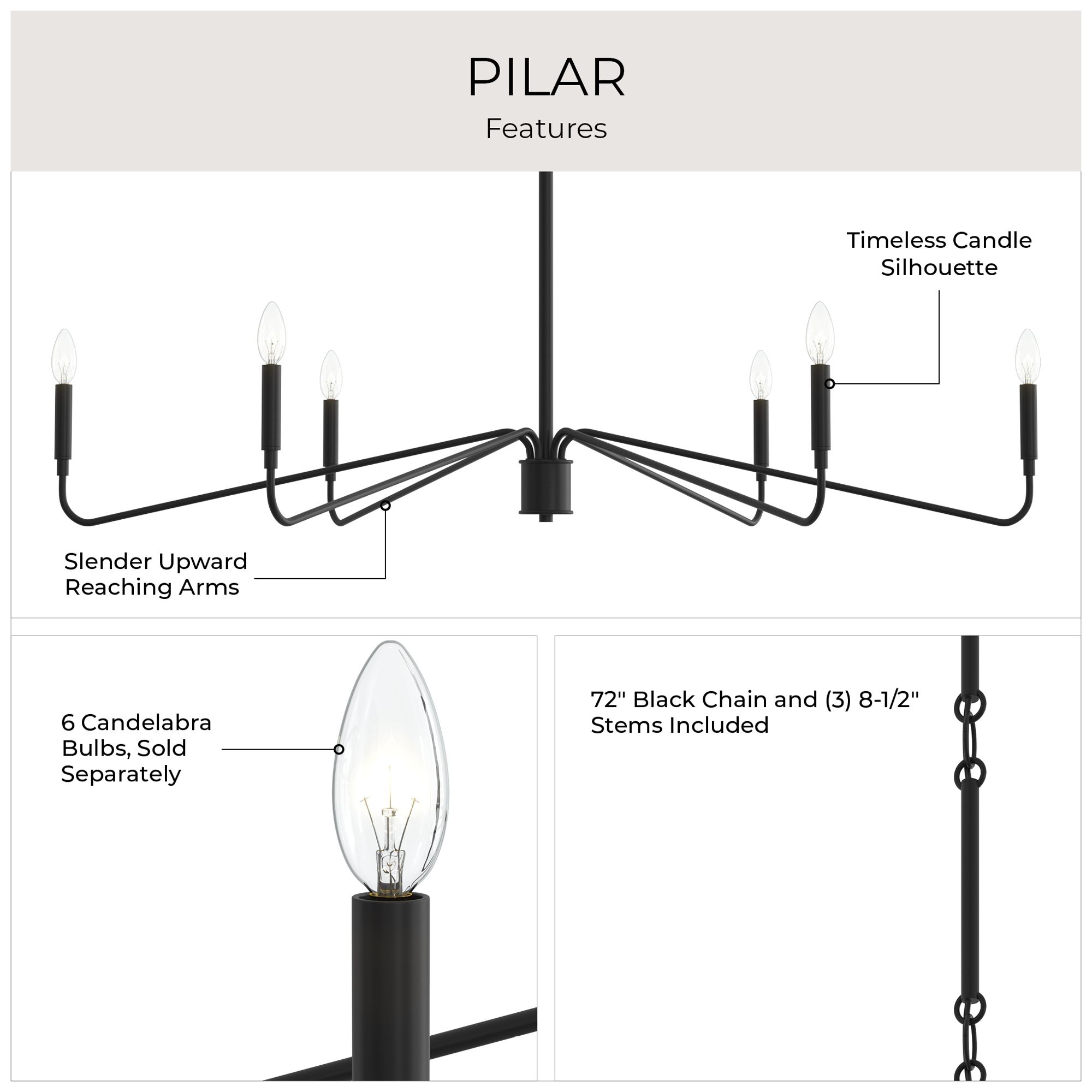 Pilar Extra Large 6-Light  Chandelier