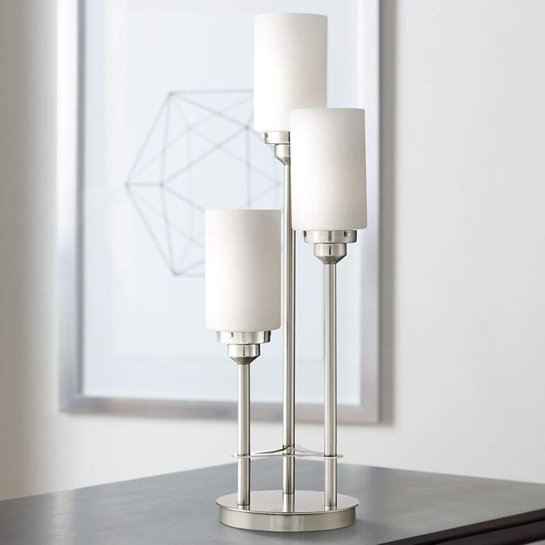 Image 1 Pilar Modern 3-Light Brushed Steel Table Lamp