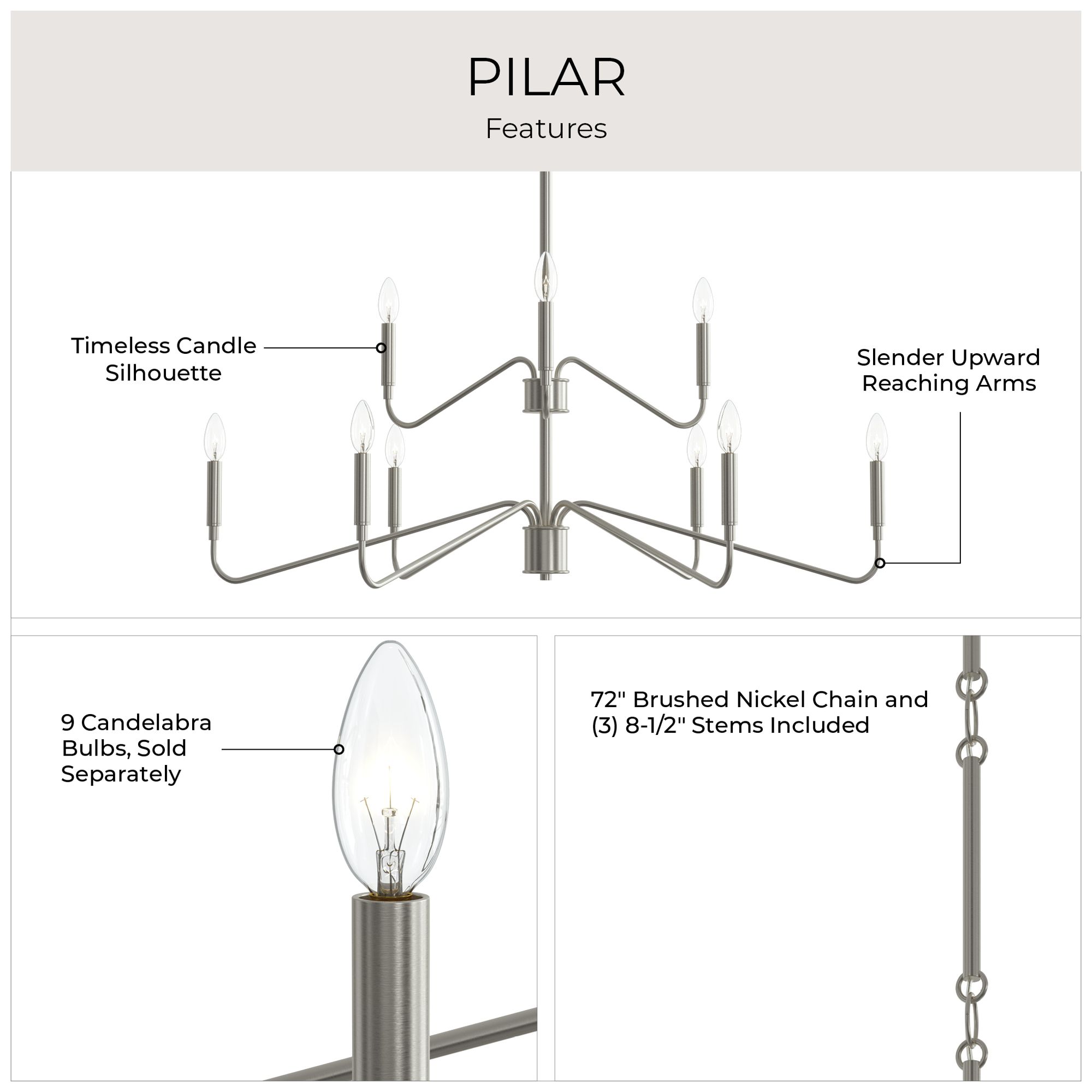 Pilar Two-Tier Nine-Light Chandelier