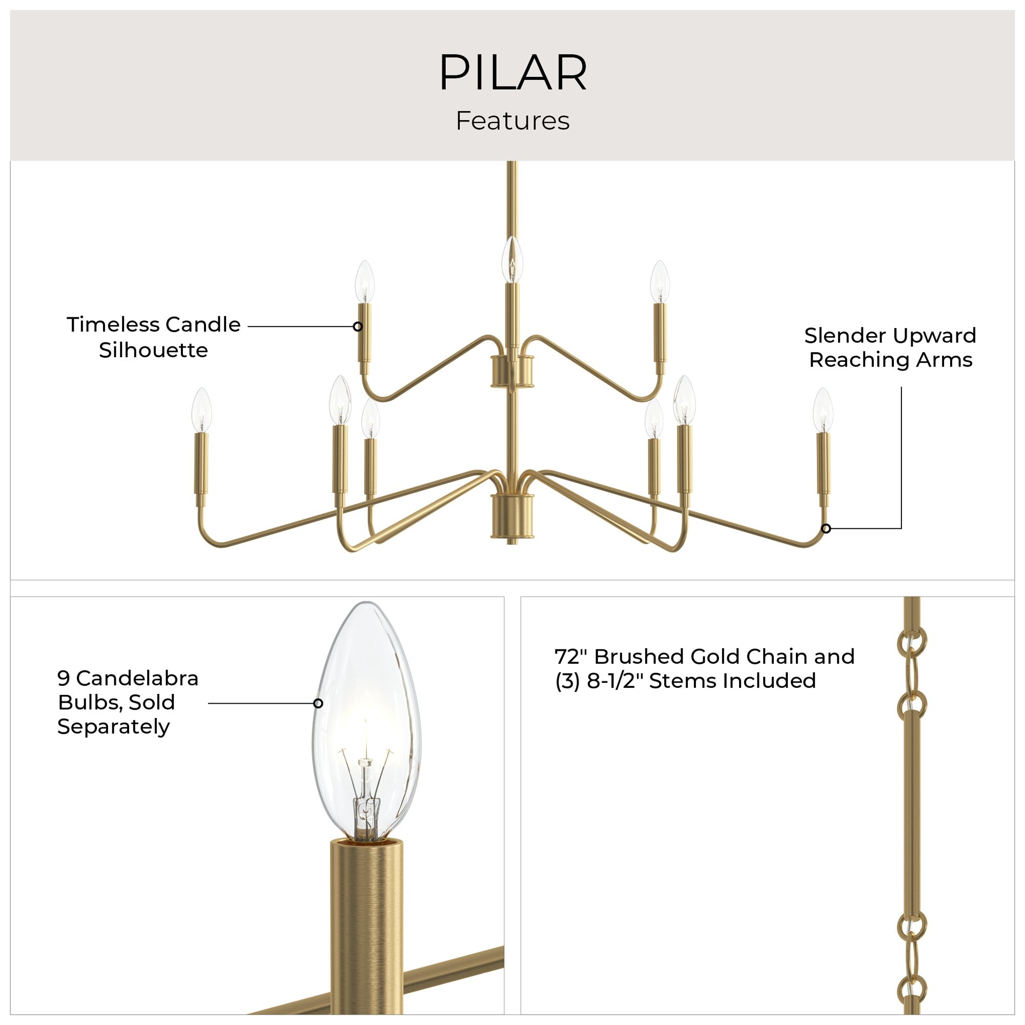 Pilar Two-Tier Nine-Light  Chandelier