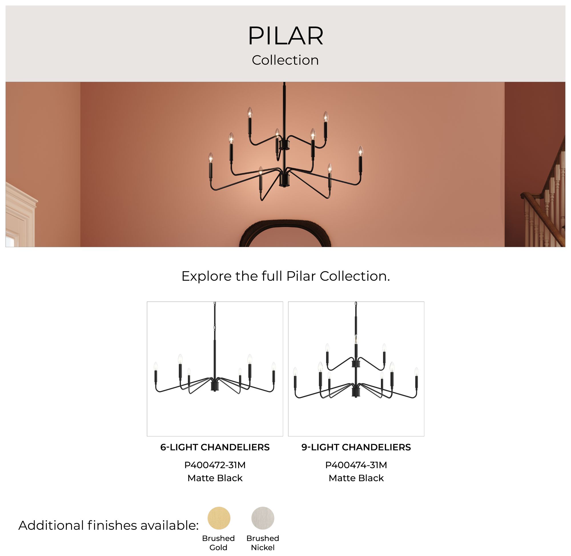 Pilar Two-Tier Nine-Light  Chandelier