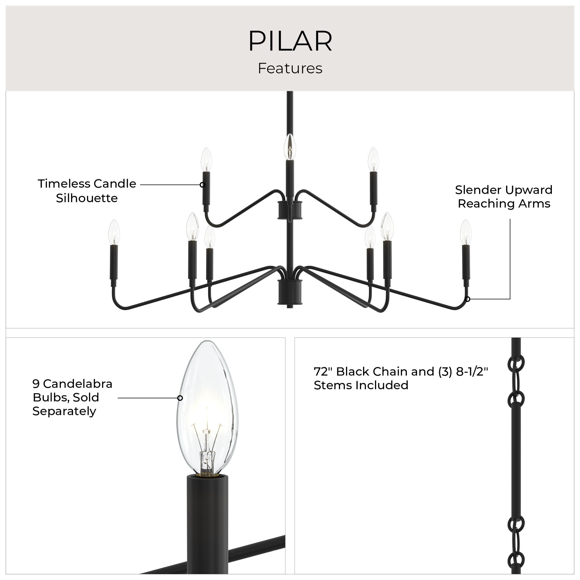 Pilar Two-Tier Nine-Light  Chandelier