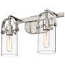 1_Pilaster 11" High Brushed Satin Nickel 2-Light Wall Sconce
