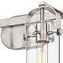 Pilaster 11" High Brushed Satin Nickel 2-Light Wall Sconce
