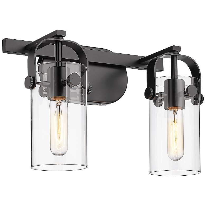 Image 1 Pilaster 11" High Matte Black Metal 2-Light Wall Sconce