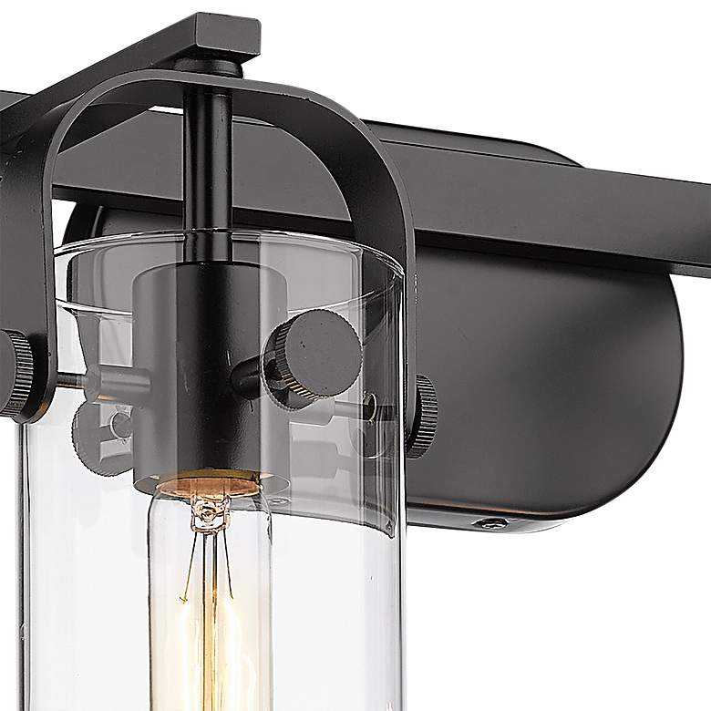 Image 3 Pilaster 11" High Matte Black Metal 2-Light Wall Sconce more views