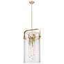 1_Pilaster 12"W 4 Light Champagne Bronze Stem Pendant With Seedy Shade