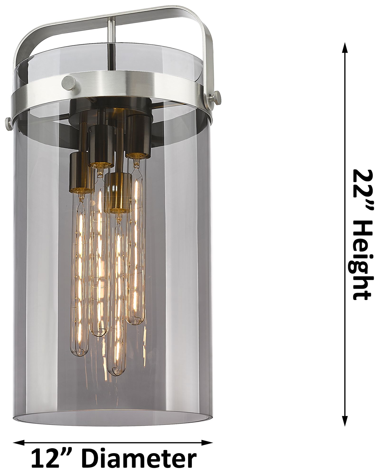 Image 2 Pilaster 12"W 4 Light Champagne Bronze Stem Pendant With Smoke Shade more views