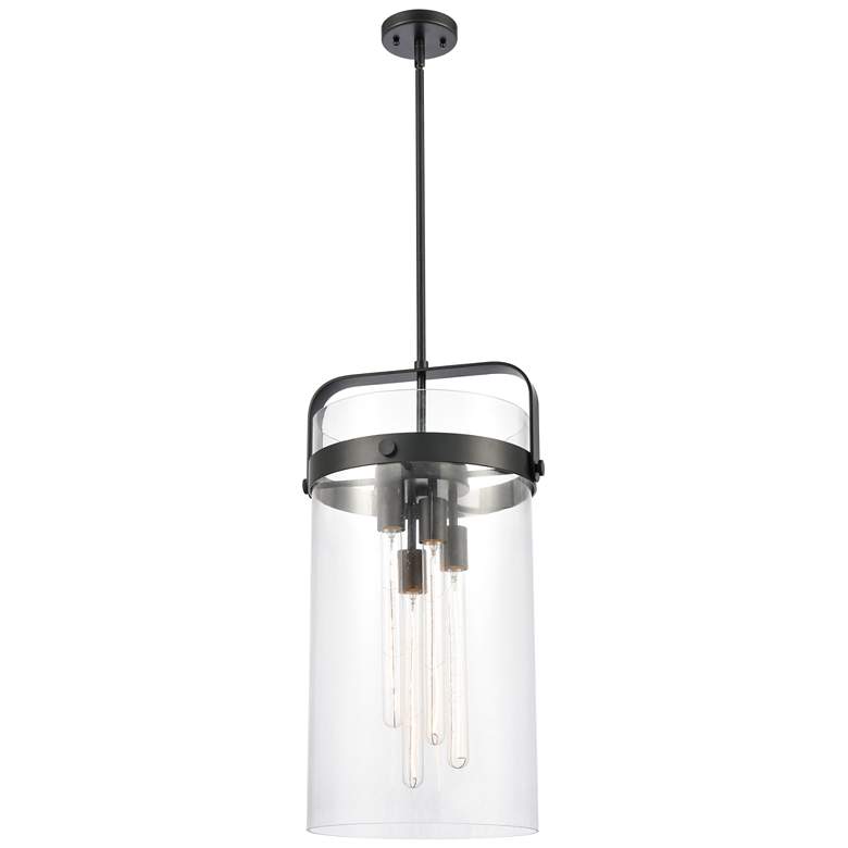 Image 1 Pilaster 13.38" Wide 4 Light Stem Hung Matte Black Pendant With Clear 