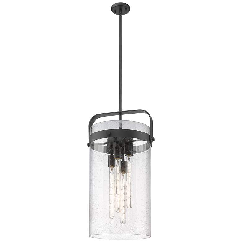 Image 1 Pilaster 13.38" Wide 4 Light Stem Hung Matte Black Pendant With Seedy