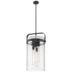 Pilaster 13.38" Wide 4 Light Stem Hung Matte Black Pendant With Seedy