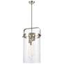 Pilaster 13.38" Wide 4 Light Stem Hung Satin Nickel Pendant w/ Clear S