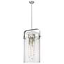 Pilaster 13.38" Wide 4 Light Stem Hung Satin Nickel Pendant w/ Seedy S