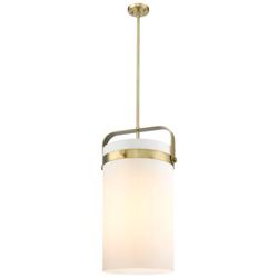 Pilaster 13.38"W 4 Light Brushed Brass Stemmed Pendant w/ Matte White