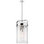 Pilaster 13.38"W 4 Light Stem Hung Polished Nickel Pendant w/ Seedy Sh