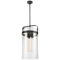 Pilaster 13 1/2" Wide Matte Black 4-Light LED Pendant