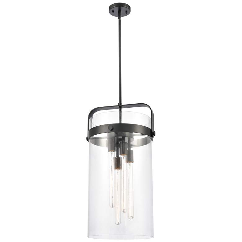 Image 1 Pilaster 13 1/2"W Matte Black Pendant Light w/ Clear Glass