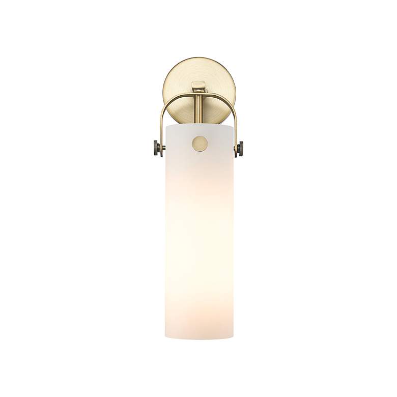 Image 3 Pilaster 16.75" High Brushed Brass Sconce With Matte White Glass Shade more views