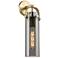 Pilaster 16.75" High Brushed Brass Sconce With Plated Smoke Glass Shad