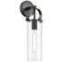 Pilaster 16.75" High Matte Black Sconce With Clear Glass Shade