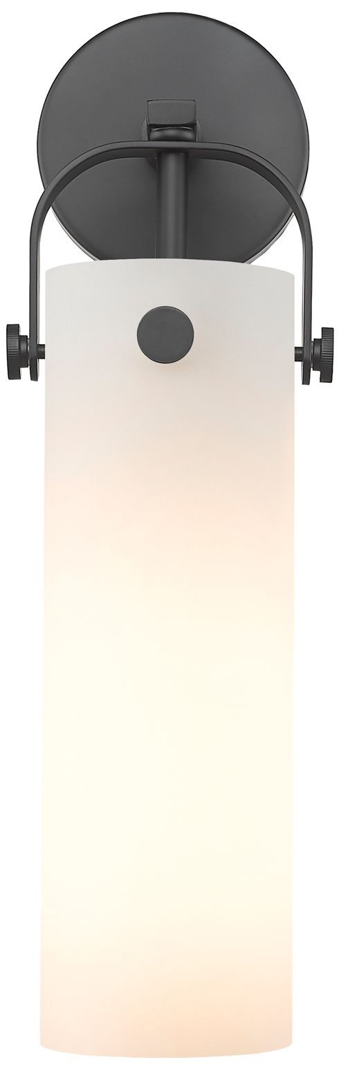 Image 2 Pilaster 16.75" High Matte Black Sconce With Matte White Glass Shade more views