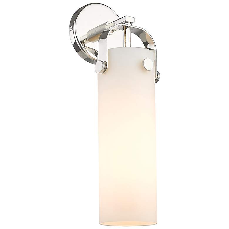 Image 1 Pilaster 16.75" High Polished Nickel Sconce With Matte White Glass Sha