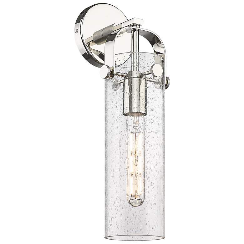 Image 1 Pilaster 16.75" High Polished Nickel Sconce With Seedy Glass Shade