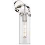 Pilaster 16.75" High Polished Nickel Sconce With Seedy Glass Shade