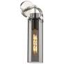 Pilaster 16.75" High Satin Nickel Sconce With Plated Smoke Glass Shade