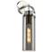 Pilaster 16.75" High Satin Nickel Sconce With Plated Smoke Glass Shade