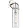 Pilaster 16.75" High Satin Nickel Sconce With Seedy Glass Shade