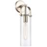 Pilaster 16 3/4"H Satin Nickel Cylinder Glass Wall Sconce