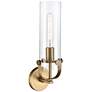 Pilaster 16 3/4"H Brushed Brass Cylinder Glass Wall Sconce