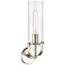 Pilaster 16 3/4"H Satin Nickel Cylinder Glass Wall Sconce