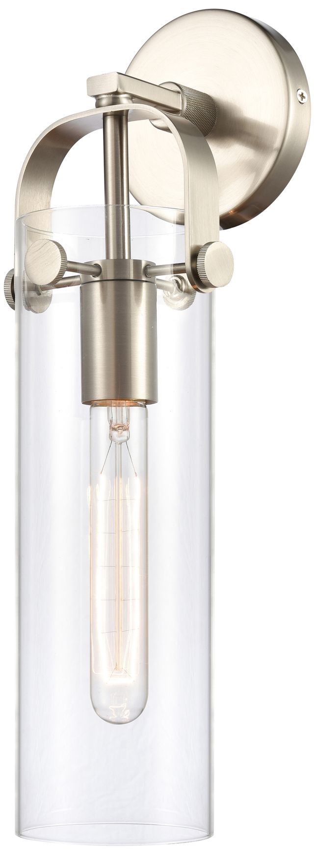 Pilaster 16 3/4"H Satin Nickel Wall Sconce w/ Clear Shade