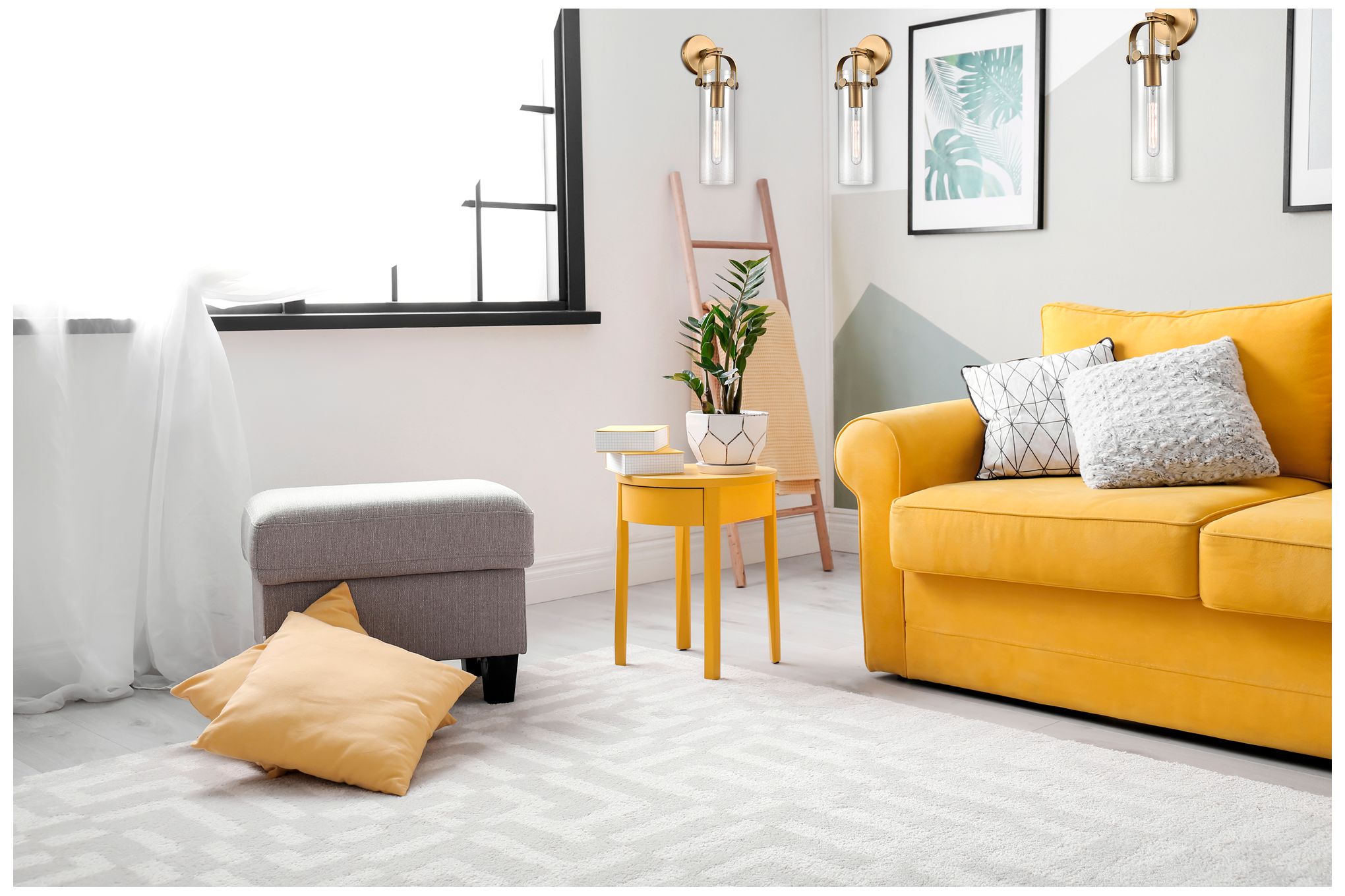 Image 2 Pilaster 17" High Brushed Brass and Clear Glass Wall Sconce more views